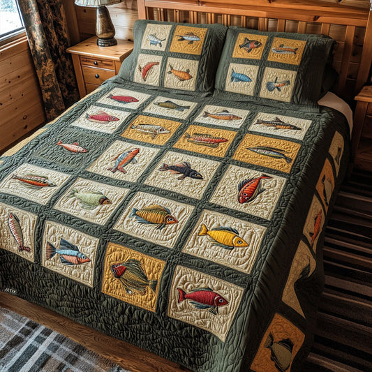 The Lure Collection 3-Piece Quilted Bedding Set NCU0PT5888