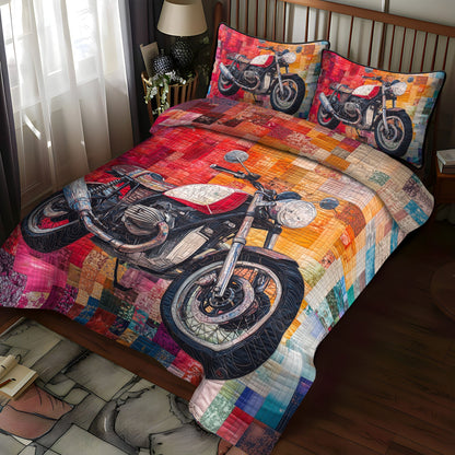 The Motorcycle Chase 3-Piece Quilted Bedding Set NCU0PT5713