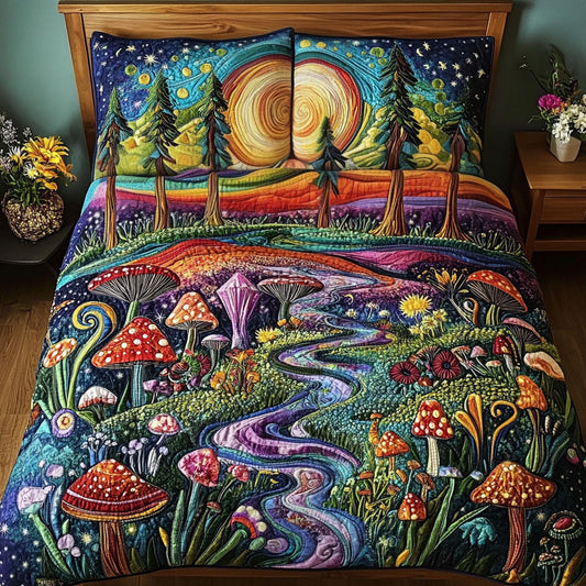 The Mushroom Dream 3-Piece Quilted Bedding Set NCU0PT3965