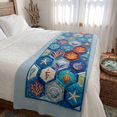 The Mystic Shell Circle Quilted Bed Runner NCU0PT11587