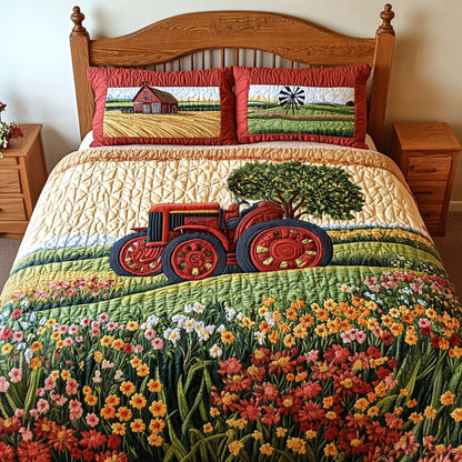 The Old Farmall 3-Piece Quilted Bedding Set NCU0PT6800