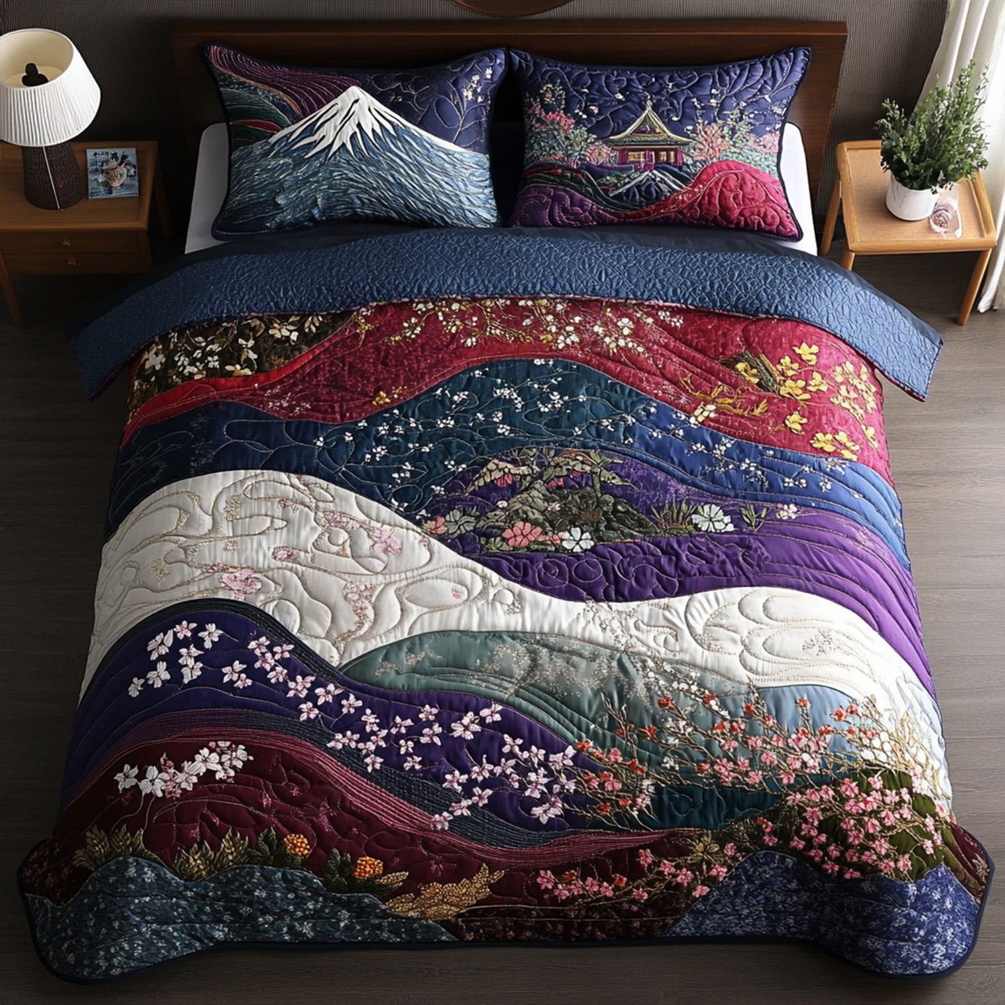 The Pagoda Garden 3-Piece Quilted Bedding Set NCU0PT6541