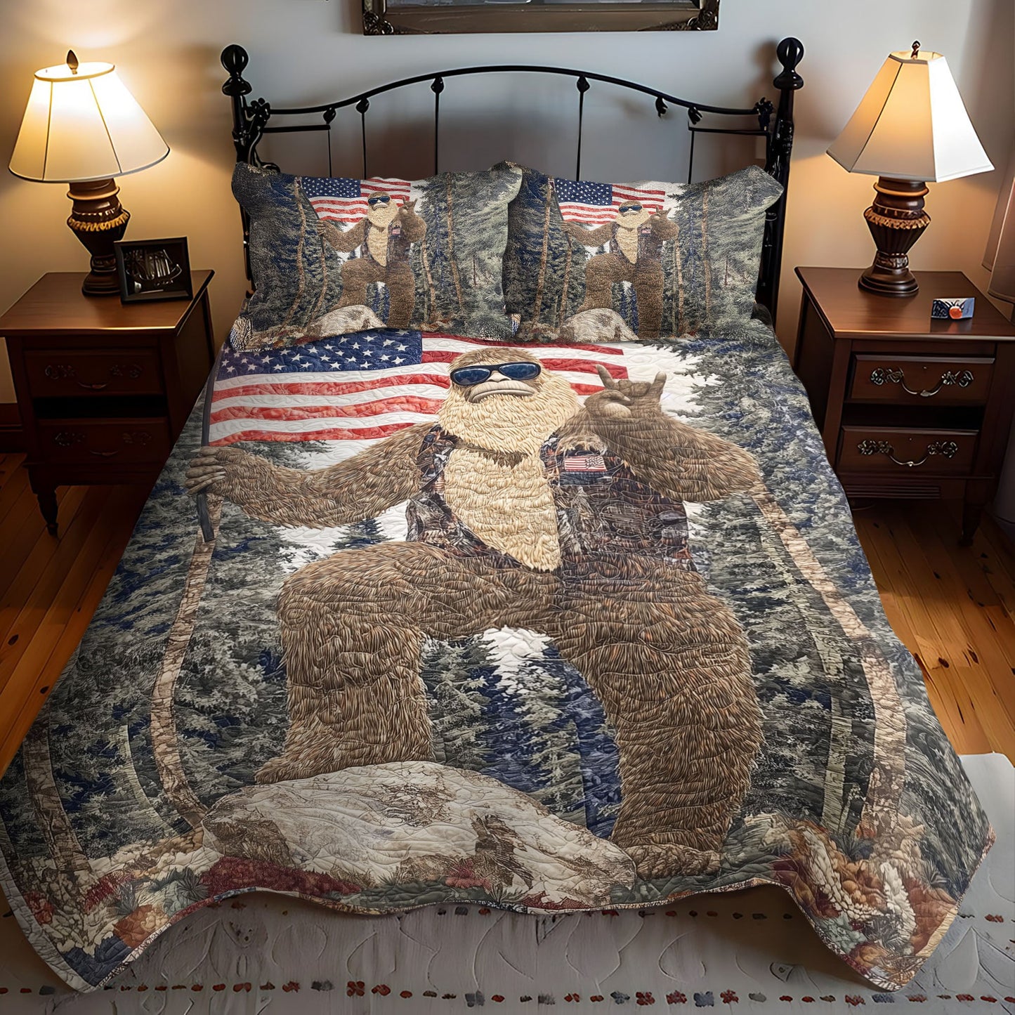 The Patriotic Footprint 3-Piece Quilted Bedding Set NCU0PT7734