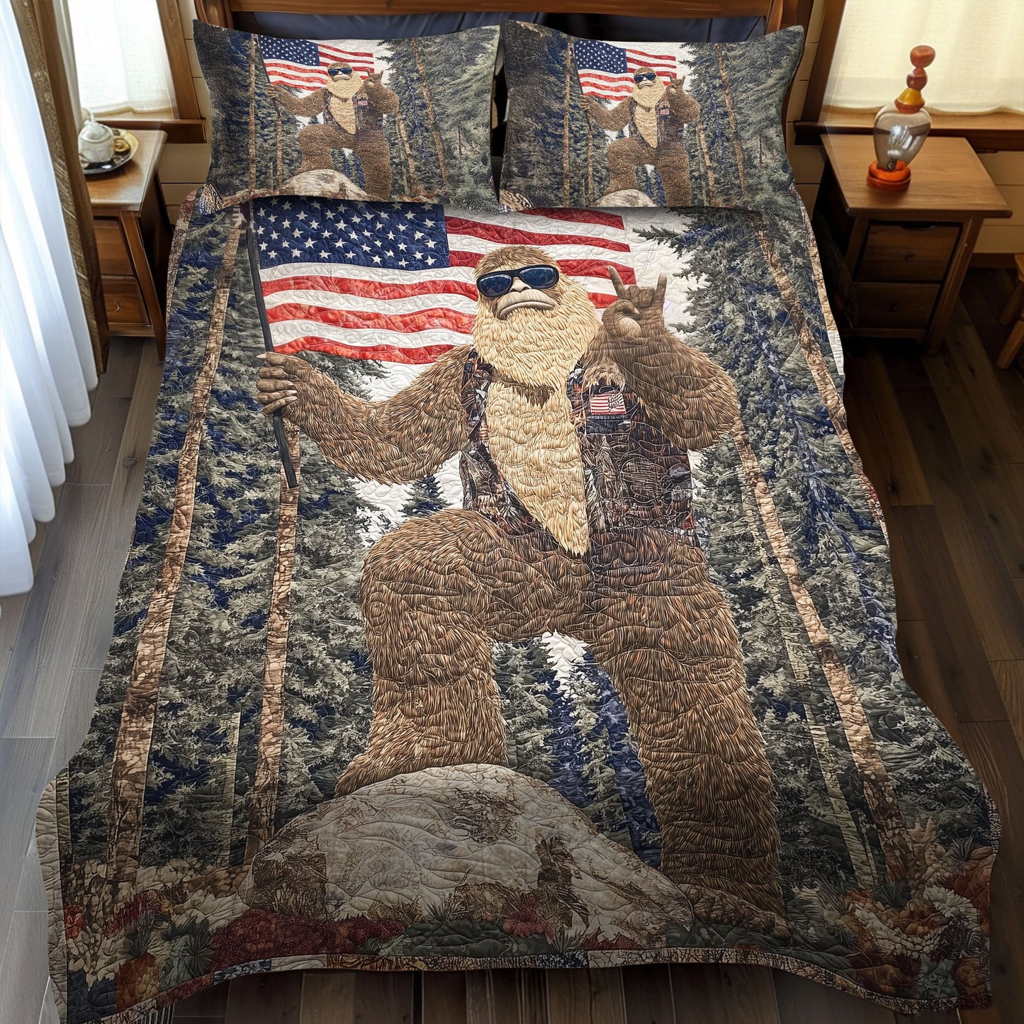 The Patriotic Footprint 3-Piece Quilted Bedding Set NCU0PT7734