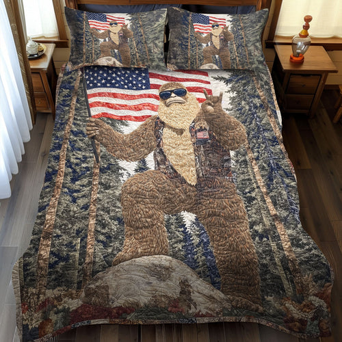 The Patriotic Footprint 3-Piece Quilted Bedding Set NCU0PT7734