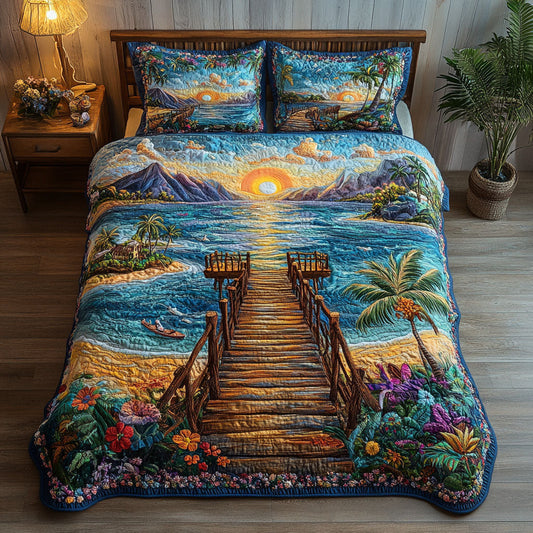 The Pier of Tranquility 3-Piece Quilted Bedding Set NCU0PT5901