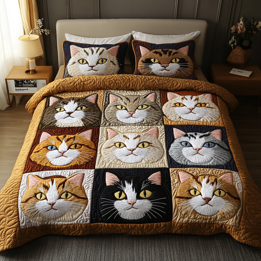 The Purring Palette 3-Piece Quilted Bedding Set NCU0DK3091