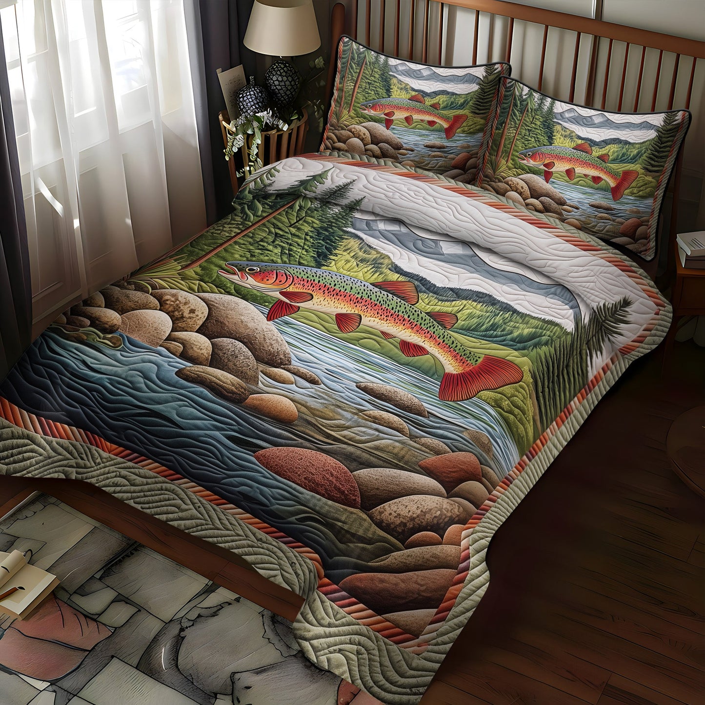 The River Run 3-Piece Quilted Bedding Set NCU0PT5552