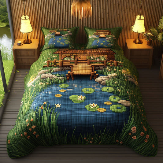 The Rod and Reel Hut 3-Piece Quilted Bedding Set NCU0PT6717