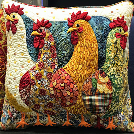 The Rooster Parade Quilted Pillow Case NCU0NT6262