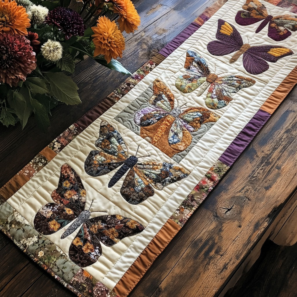 The Silent Flutter Quilted Table Runner NCU0PT5689