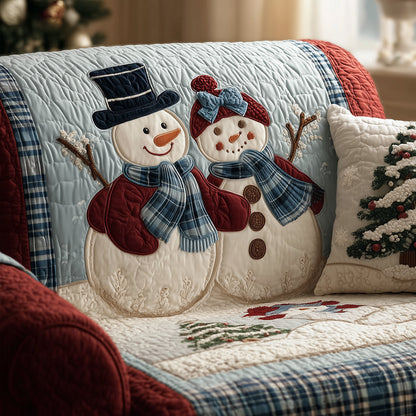 The Snowman Couple Quilted Sofa Cover NCU0TH3805