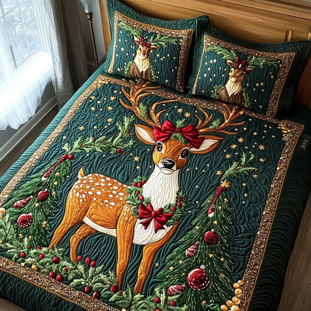 The Spirit of Noel 3-Piece Quilted Bedding Set NCU0DV1732