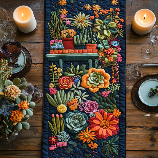 The Succulent Grove Quilted Table Runner NCU0DV2607