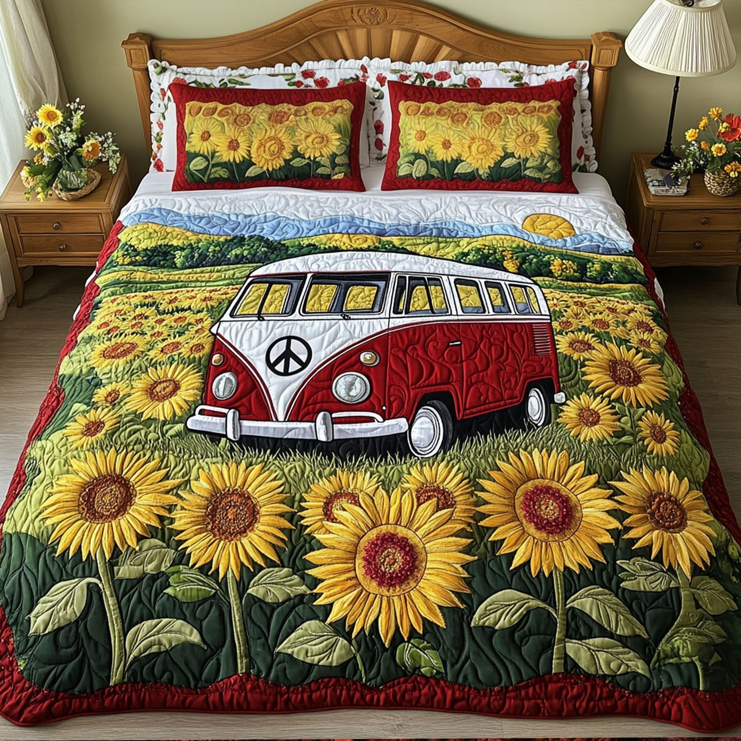The Sunflower Journey 3-Piece Quilted Bedding Set NCU0PT5447
