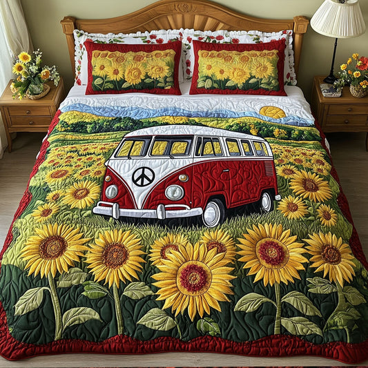 The Sunflower Journey 3-Piece Quilted Bedding Set NCU0PT5447