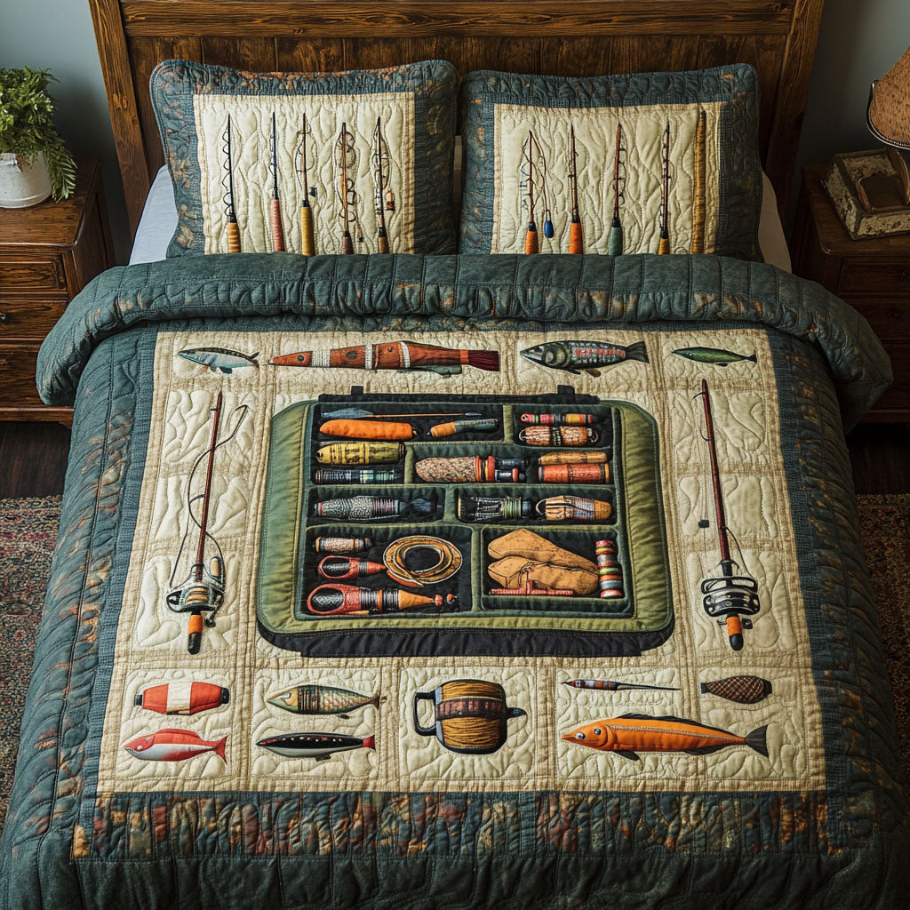 The Tackle Box 3-Piece Quilted Bedding Set NCU0PT6027