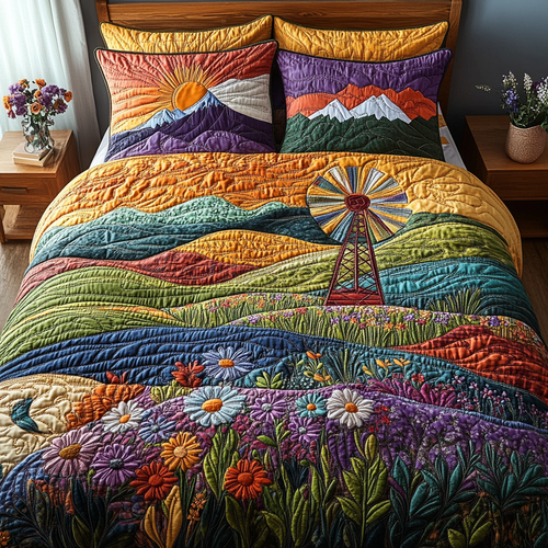 The Windmill Horizon 3-Piece Quilted Bedding Set NCU0DV4391