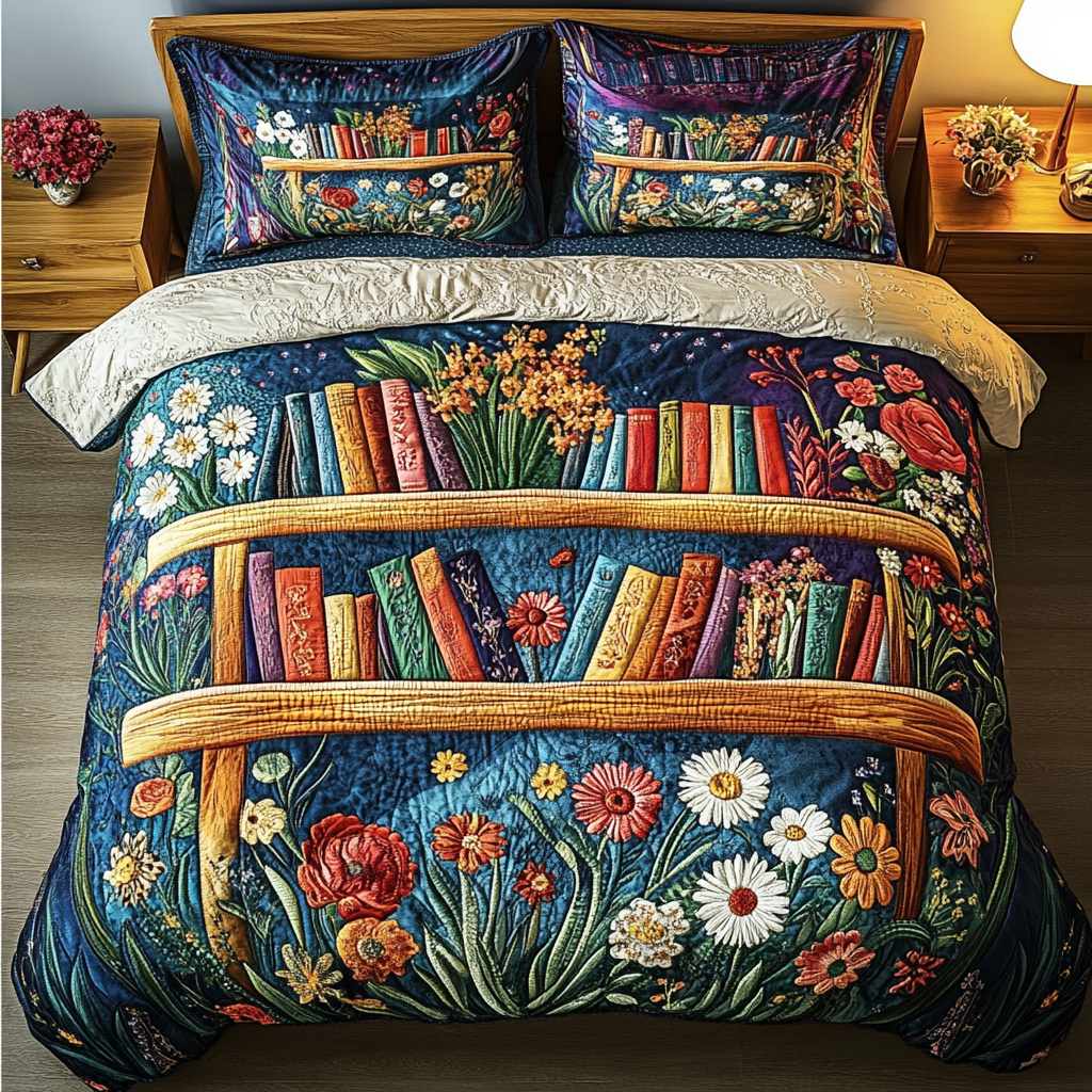 The Written World 3-Piece Quilted Bedding Set NCU0DK4783