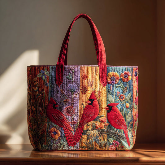 Three Cardinals Quilted Tote Bag NCU0HH294