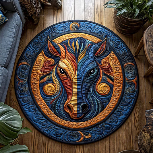 Thunder Horse Quilted Round Mat NCU0XD334