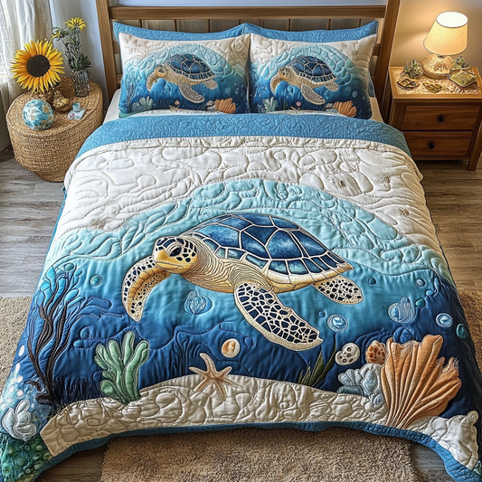Tidal Calm 3-Piece Quilted Bedding Set NCU0VL1627