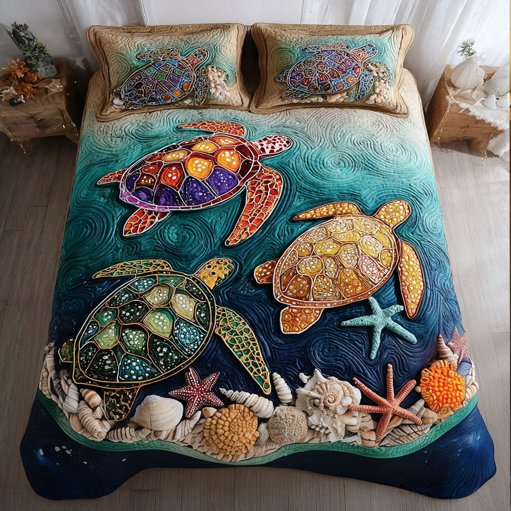 Tidal Colors 3-Piece Quilted Bedding Set NCU0PT8739