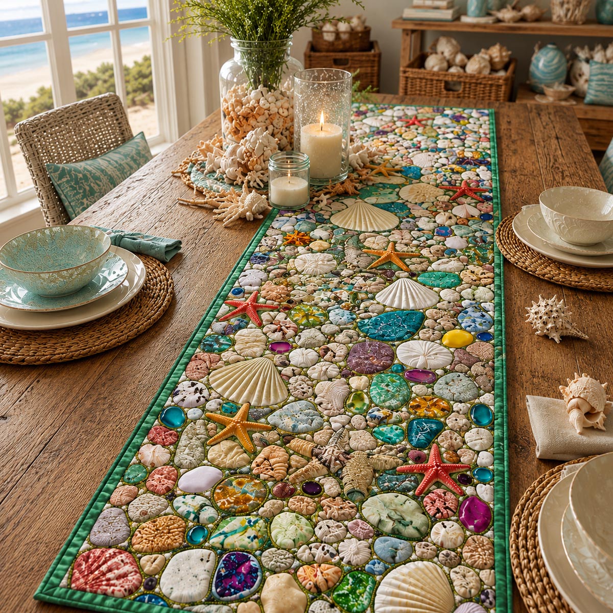 Tidal Dreams Quilted Table Runner NCU0DV9801