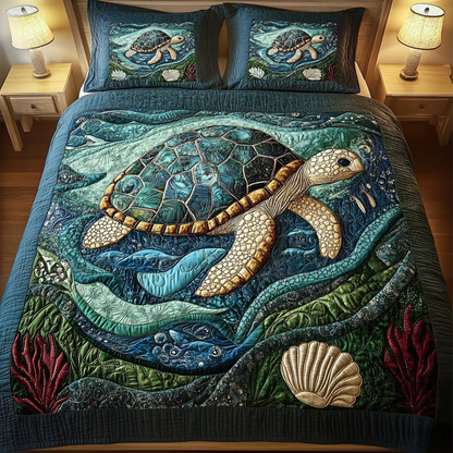 Tidal Grace 3-Piece Quilted Bedding Set NCU0VH1089