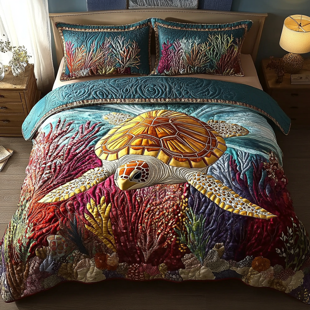 Tidal Grace 3-Piece Quilted Bedding Set NCU0DV3002