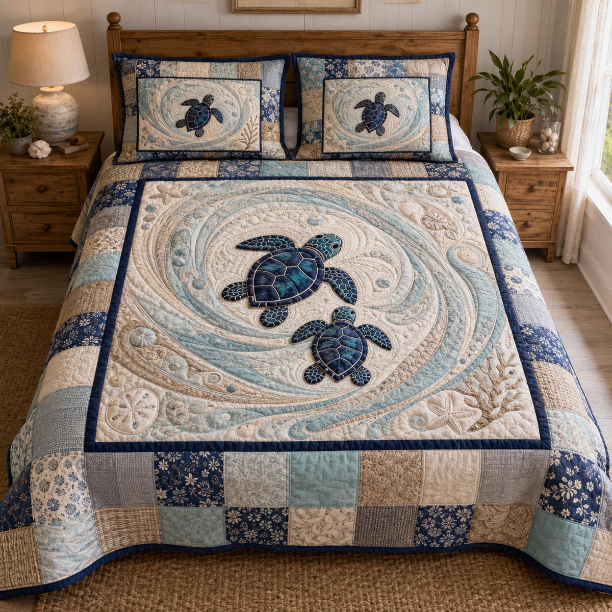 Tidal Harmony 3-Piece Quilted Bedding Set NCU0DV9779