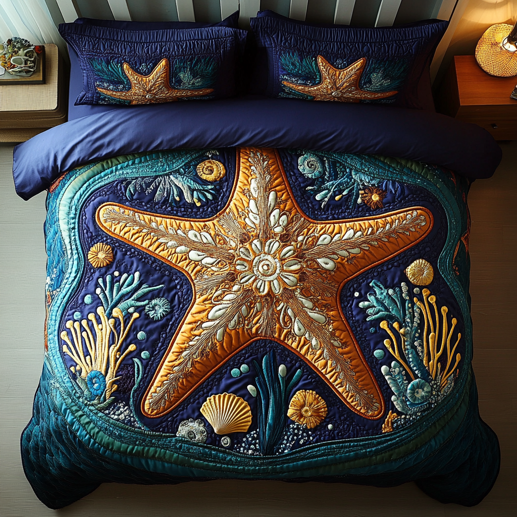 Tidal Harmony 3-Piece Quilted Bedding Set NCU0VH3313