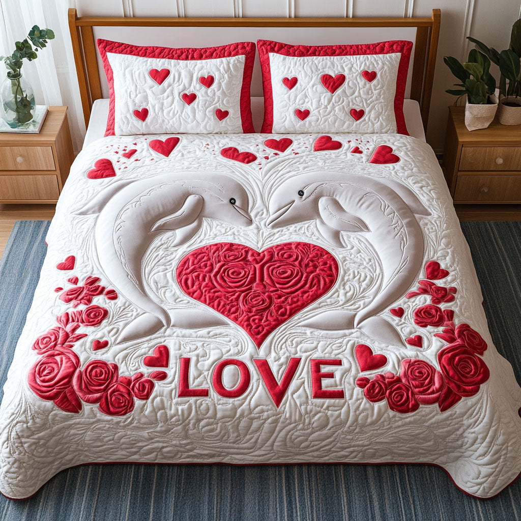 Tidal Hearts 3-Piece Quilted Bedding Set NCU0PT2974