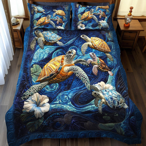 Tidal Journey 3-Piece Quilted Bedding Set NCU0PT2809