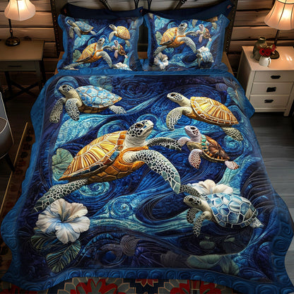 Tidal Journey 3-Piece Quilted Bedding Set NCU0PT2809