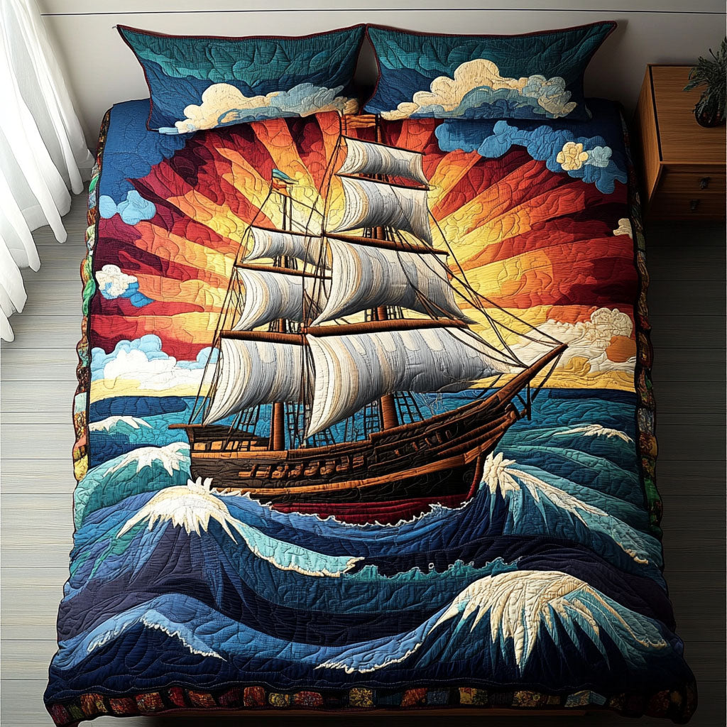 Tidal Tranquility 3-Piece Quilted Bedding Set NCU0PT3587