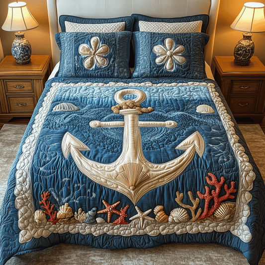 Tidal Tranquility 3-Piece Quilted Bedding Set NCU0TH2451