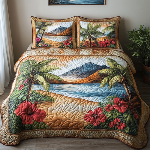 Tidal Tranquility 3-Piece Quilted Bedding Set NCU0DV4325