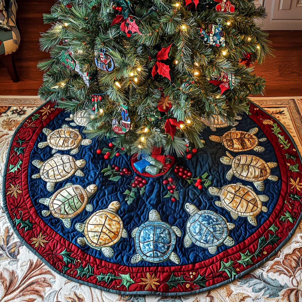 Tidal Treasures Christmas Quilted Tree Skirt NCU0NT1952