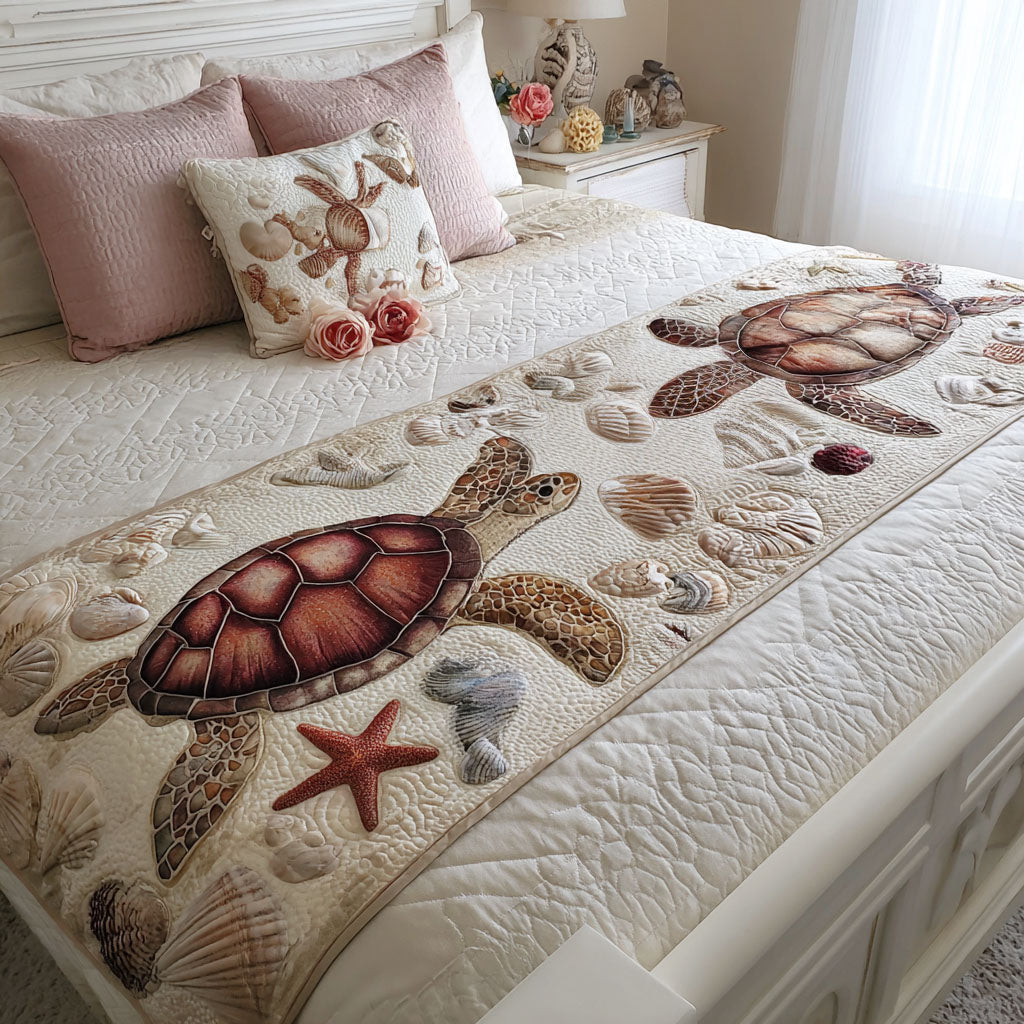 Tidal Turtle Quilted Bed Runner NCU0PT10857