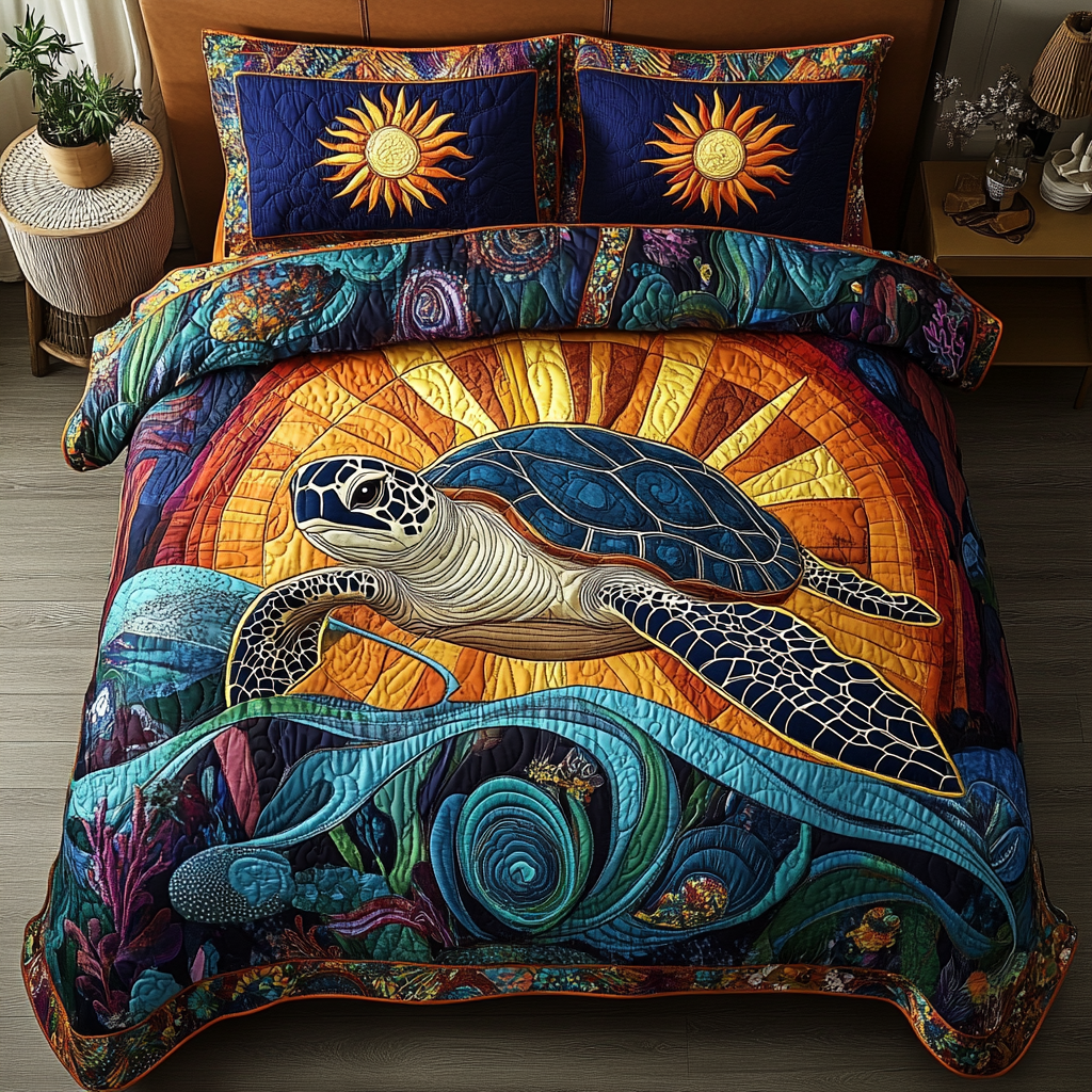 Tidal Wanderer 3-Piece Quilted Bedding Set NCU0DK5142