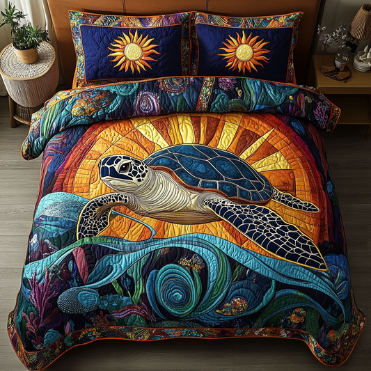 Tidal Wanderer 3-Piece Quilted Bedding Set NCU0DK5142