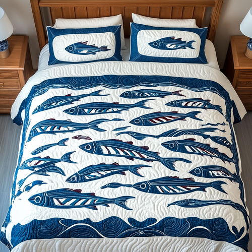 Tidal Wave 3-Piece Quilted Bedding Set NCU0VH1589