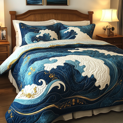 Tidal Wave 3-Piece Quilted Bedding Set NCU0VH4067