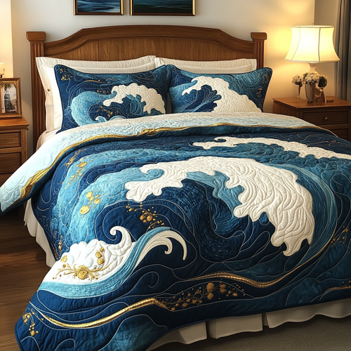 Tidal Wave 3-Piece Quilted Bedding Set NCU0VH4067