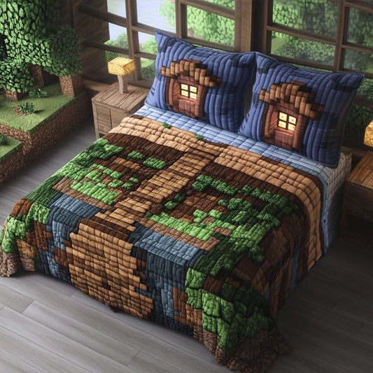 Tides and Traps 3-Piece Quilted Bedding Set NCU0PT6719