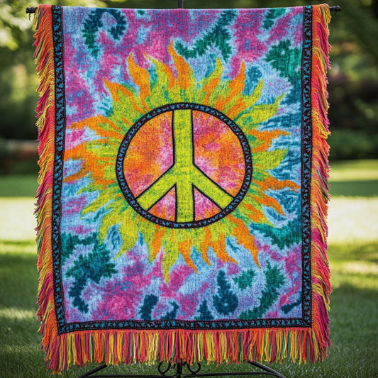 Tie Dye Peace Woven Sofa Blanket NCU0NT4794