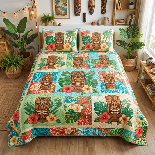 Tiki Culture 3-Piece Quilted Bedding Set NCU0TD2703