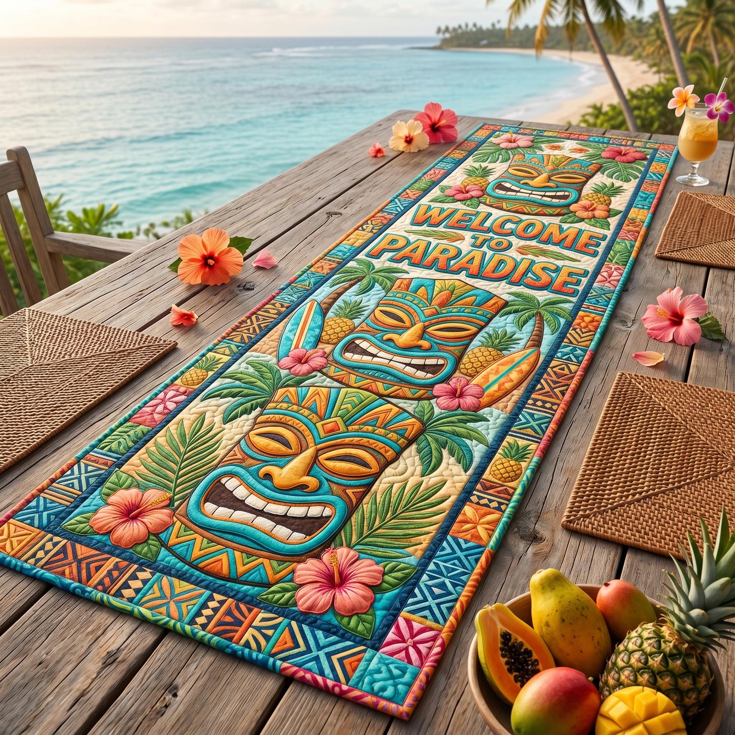 Tiki Culture Quilted Table Runner NCU0TD2713