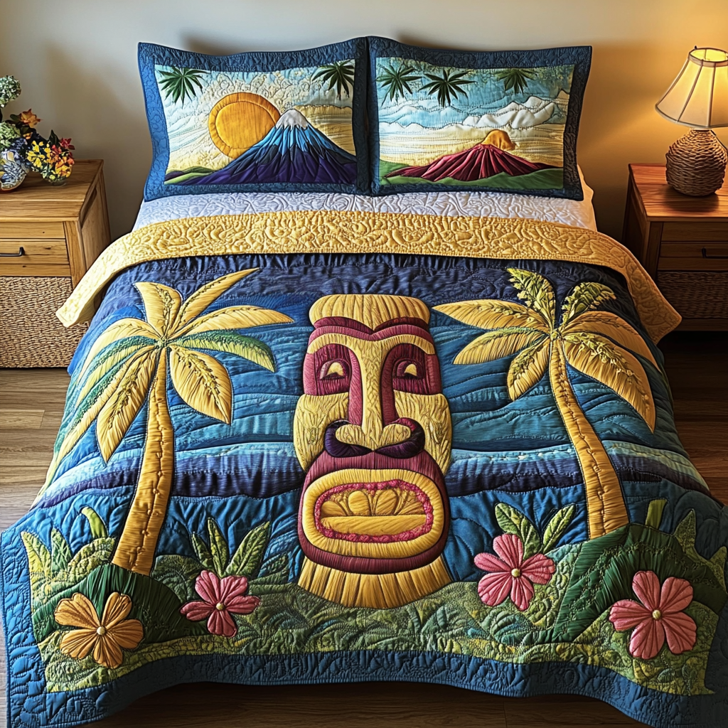 Tiki Dreams 3-Piece Quilted Bedding Set NCU0DV5186